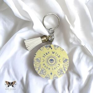 Handmade Stay Wild Moon Child Wooden Keychain